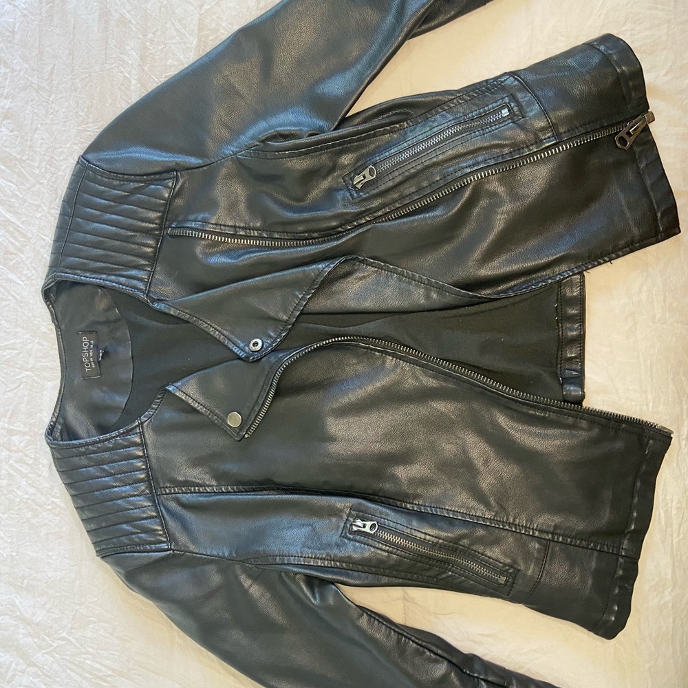 Faux leather top shop jacket